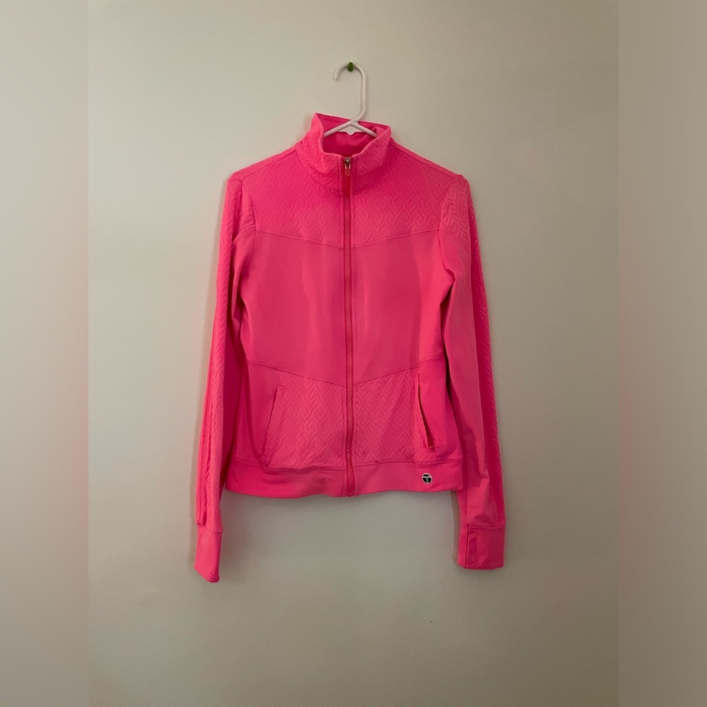 Womens S Trina Turk PINK Recreation Jacket Small Full Zip Athletic Minor Flaws